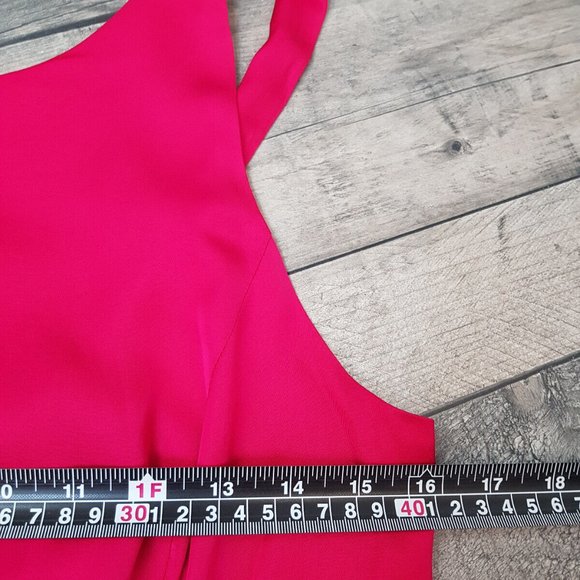 By Anthropologie Audrey Satin Midi Dress UK 16 US 12 Pink Cut Out BNWT - Picture 14 of 15